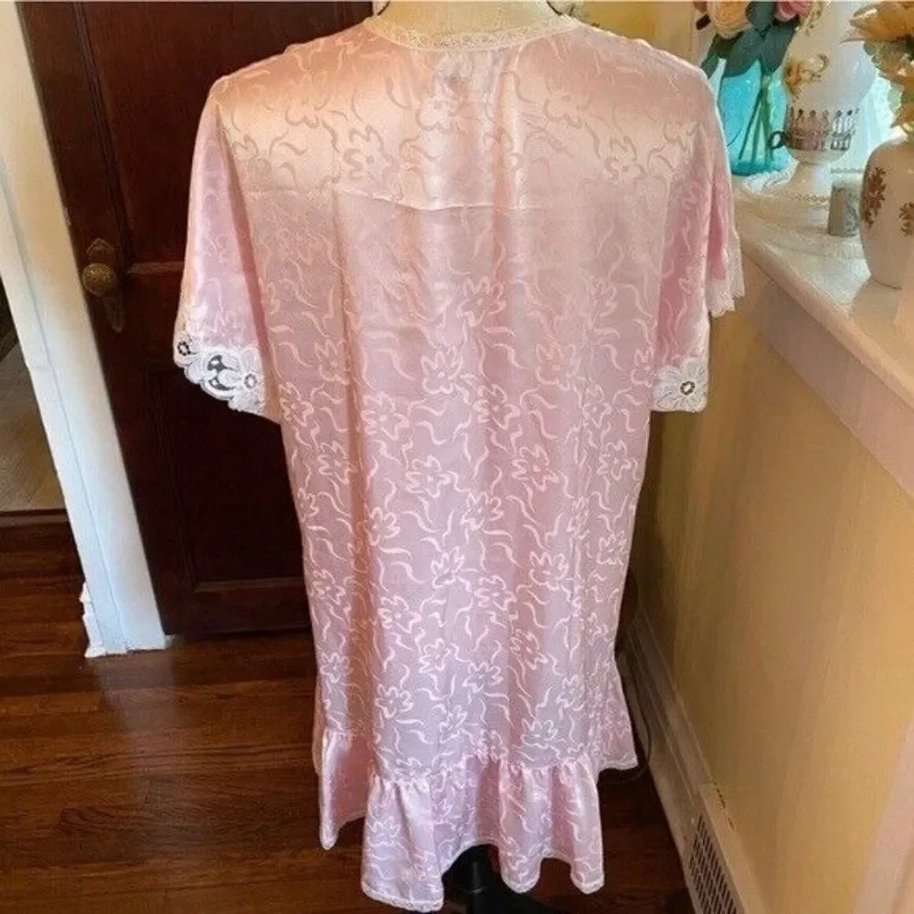 VTG Sz L DIOR *Paris Pink* Tie-Front Kimono Robe - Picture 6 of 11